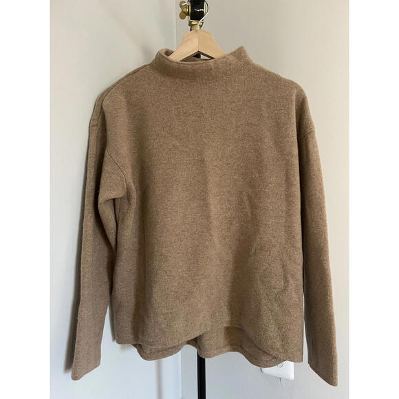 aday Sweaters - ADAY Camel Brown Recycled Cashmere Wool Minimalist Sweater, Size Medium